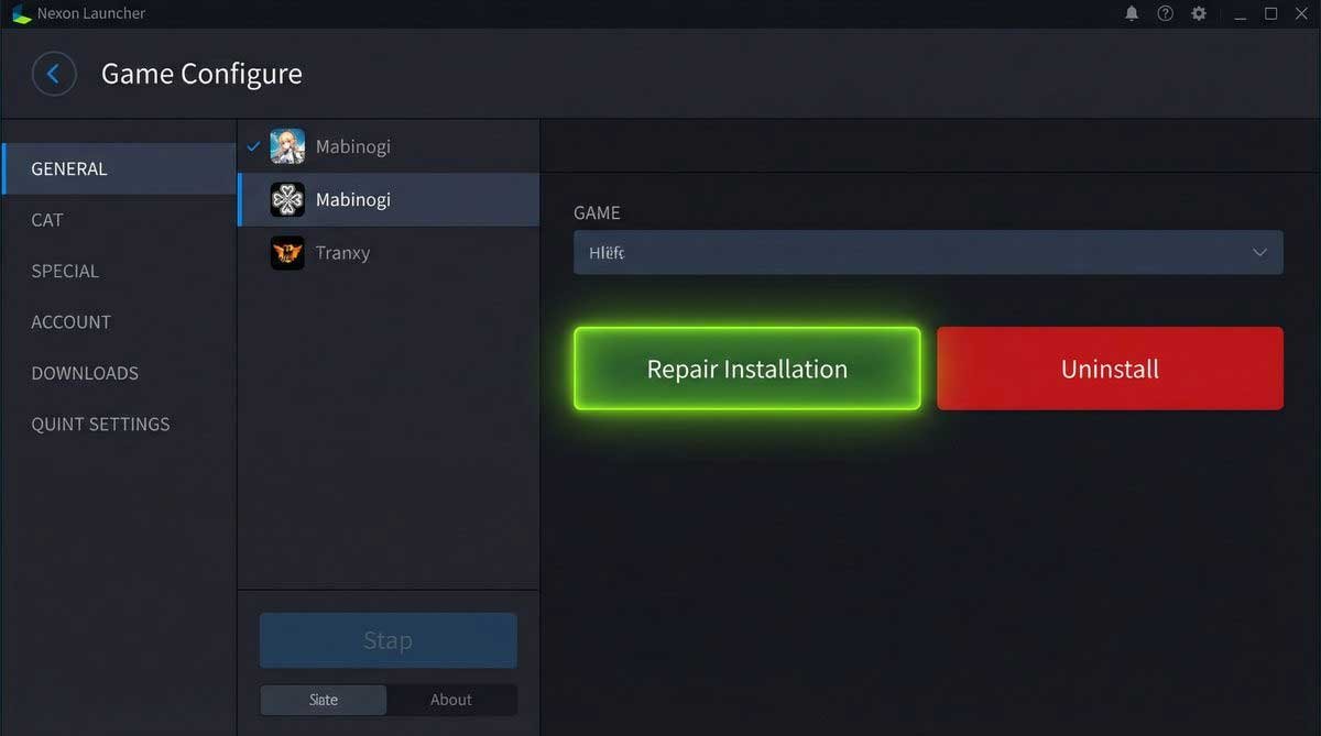 The "Repair Installation" button in the Nexon Launcher is the most reliable official fix for patching errors.