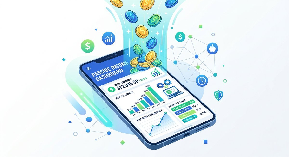 apps like honeygain - passive income smartphone dashboard showing earnings graphs and bandwidth sharing interface